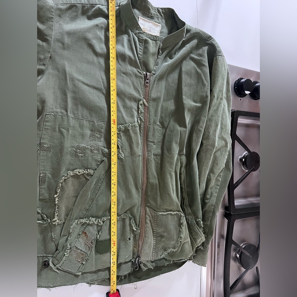 Men's Olive Patchwork Military Jacket - Picture 7 of 9